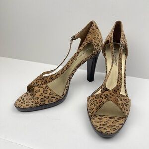VTG Y2K Leopard Print Strappy Heels in‎ Brown Size 9